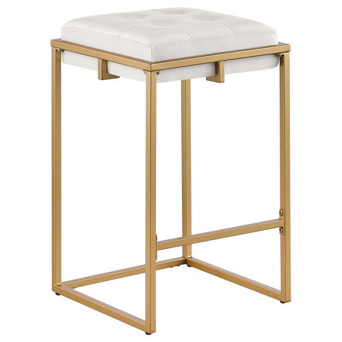 Simmerman Upholstered Counter Stool with Metal Frame (Set of 2)